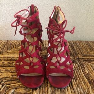 Nine West Red Caged Heels